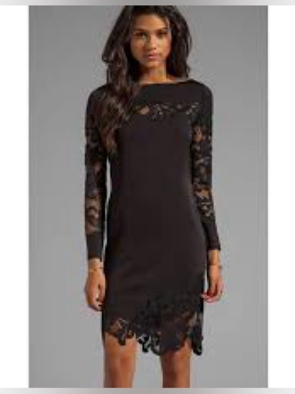 Diane von Furstenberg Silk Lace Long Sleeve Shift Dress Size 10